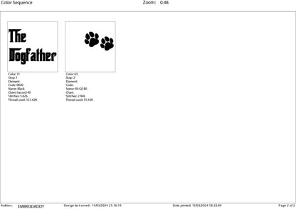 Machine Embroidery files, The Dogfather, DST, PES, xxx, hus & more, father's day