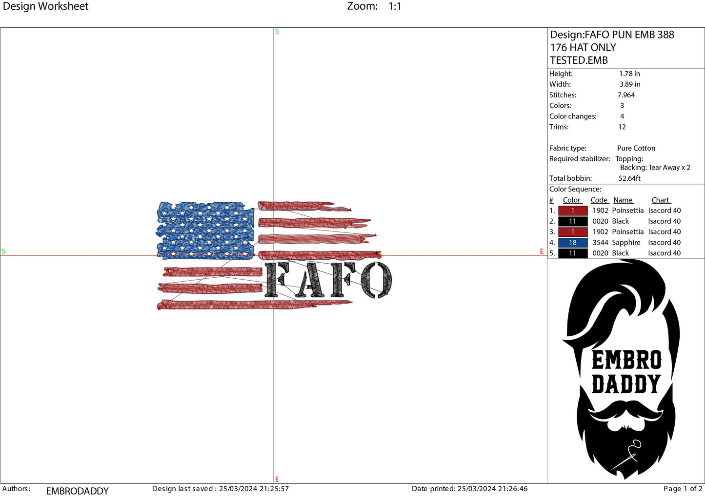 Machine Embroidery files, Usa flag FAFO, embroidery file digitize for hat, American Flag PES, xxx hus & more