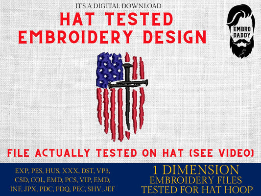 Machine Embroidery files, Usa flag Jesus Christ Cross, embroidery file digitize for hat, American Flag PES, xxx hus & more