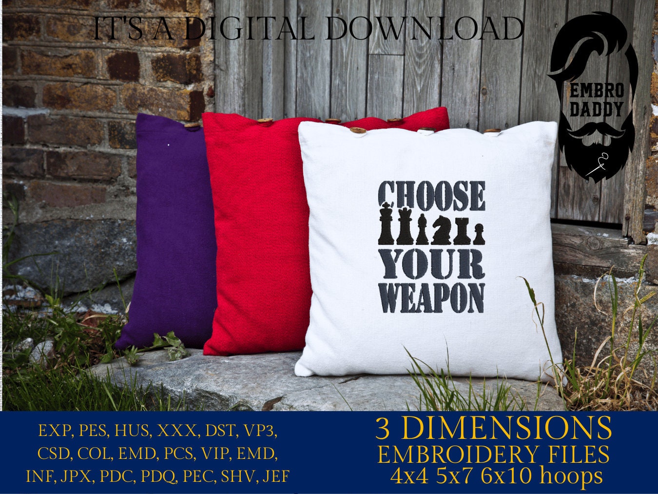 Machine Embroidery files, Choose your weapon, Chess, PES, xxx, hus & more, fan embroidery files