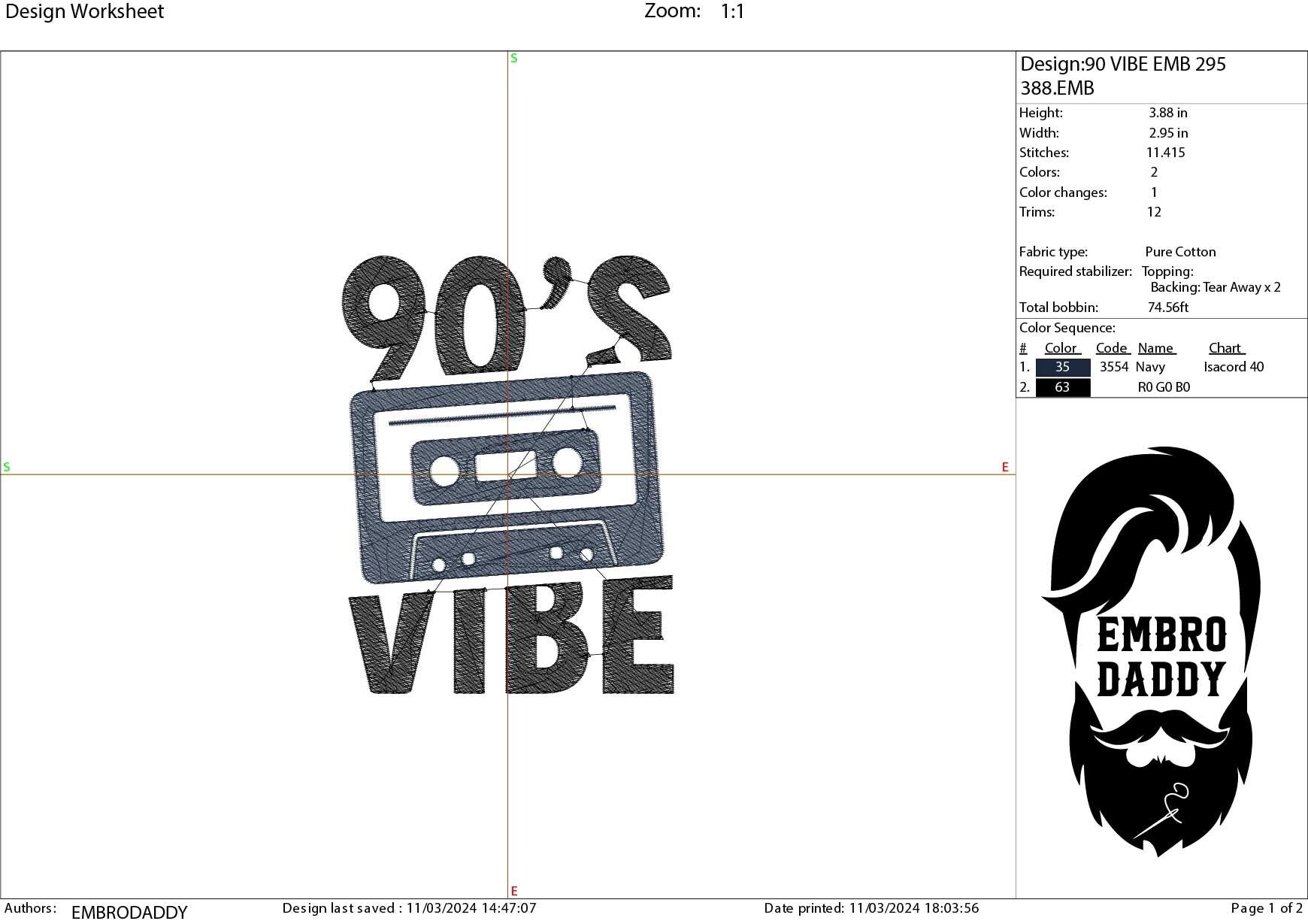 Machine Embroidery files, 90s, nineties, cassette, vibe, music, PES, xxx, hus & more, fan embroidery files