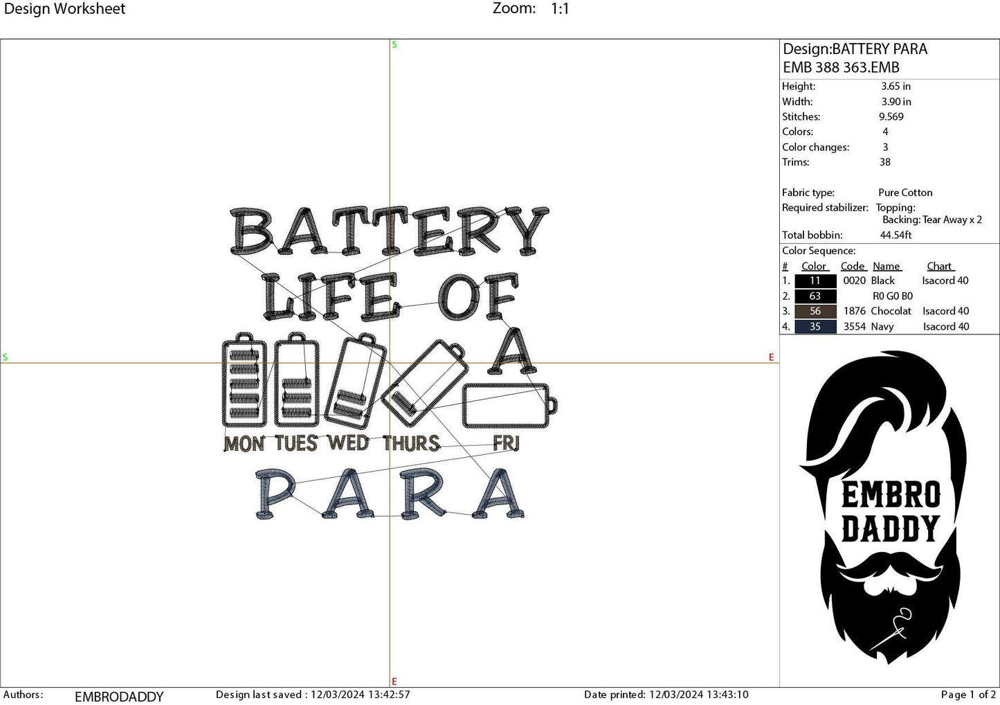 Machine Embroidery files, battery life of a PARA, dst, PES, xxx, hus & more