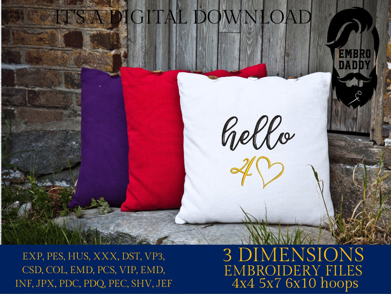 Machine Embroidery files, hello 40, 40 th birthday , 40 years old, DST, PES, xxx, hus & more