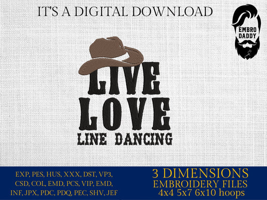 Machine Embroidery files, live love line dancing, DST, PES, xxx, hus & more