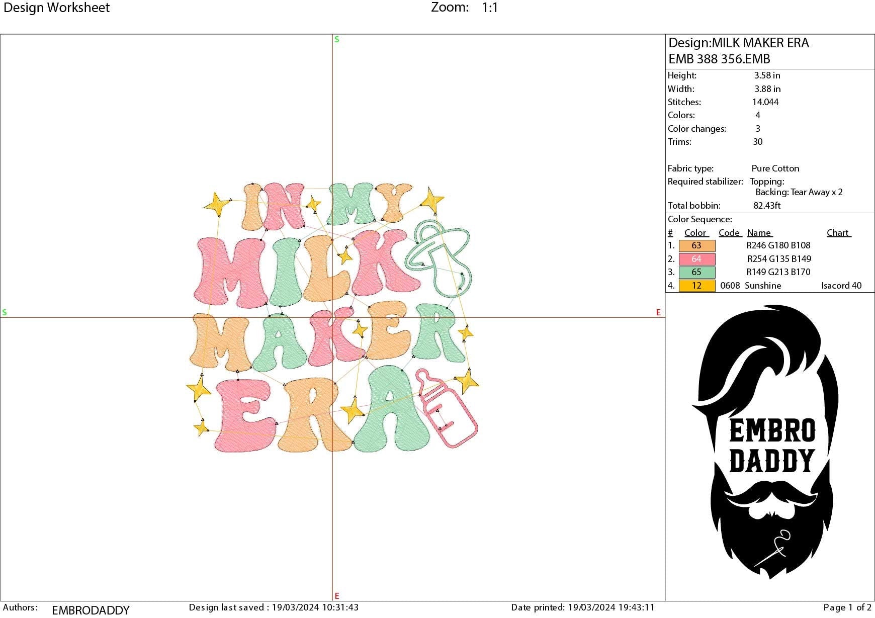 Machine Embroidery files, in my milk maker era, embroidery files, PES, xxx, hus & more, embroidery files