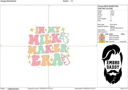 Machine Embroidery files, in my milk maker era, embroidery files, PES, xxx, hus & more, embroidery files