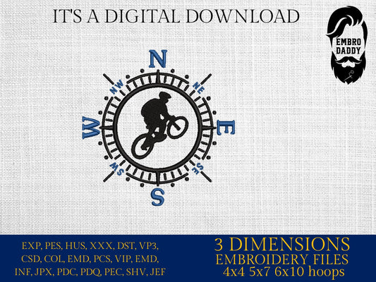 Machine Embroidery files, mountain bike, Compass, PES, xxx, hus & more