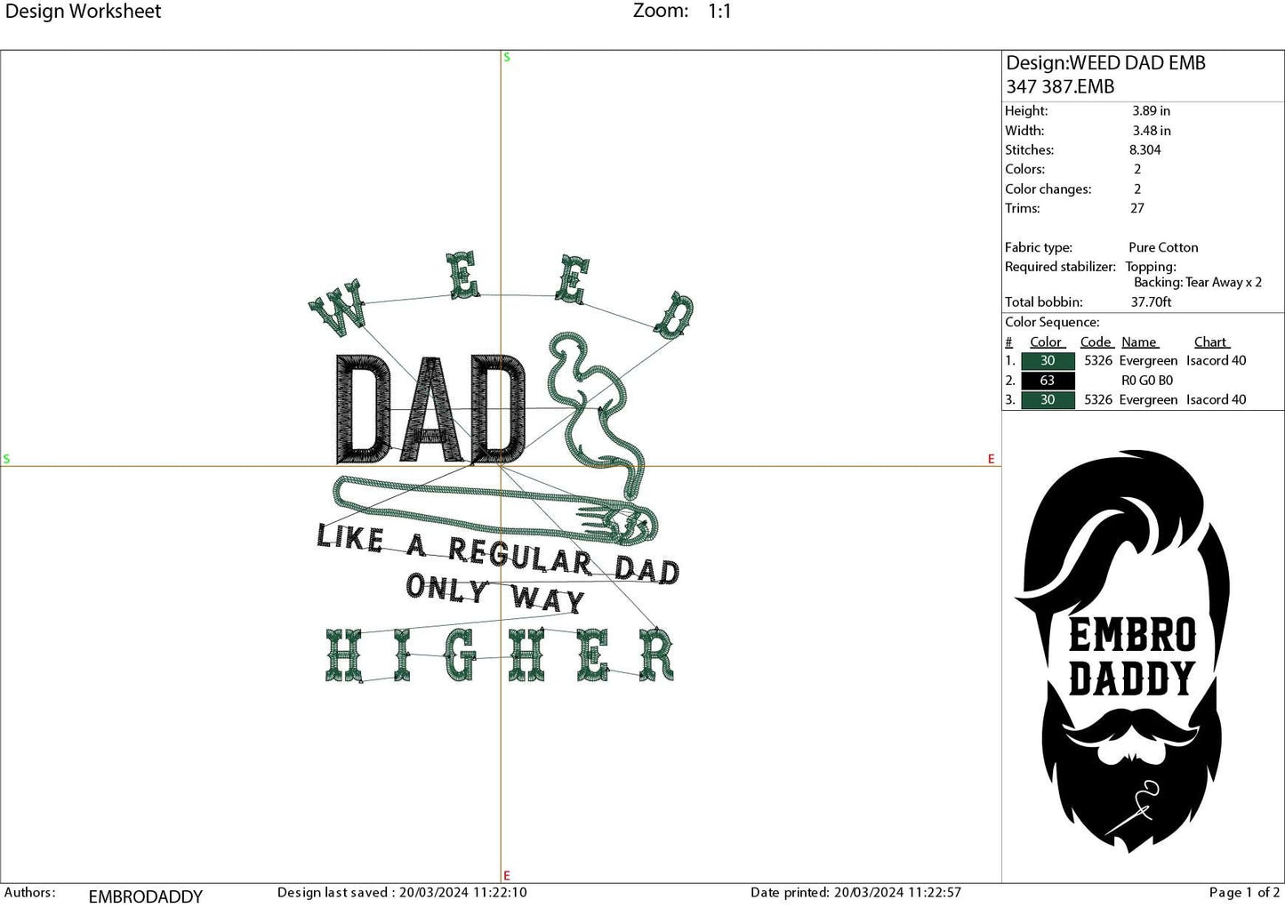 Machine Embroidery files, weed dad, higher, funny, PES, xxx, hus & more, embroidery files