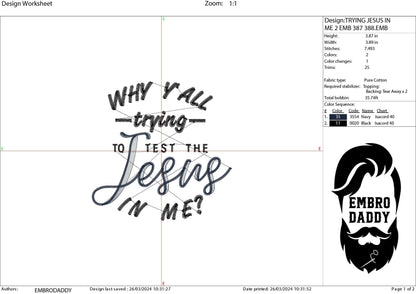 Machine Embroidery files, why y'all trying the Jesus in me?, PES, DST, xxx, hus & more