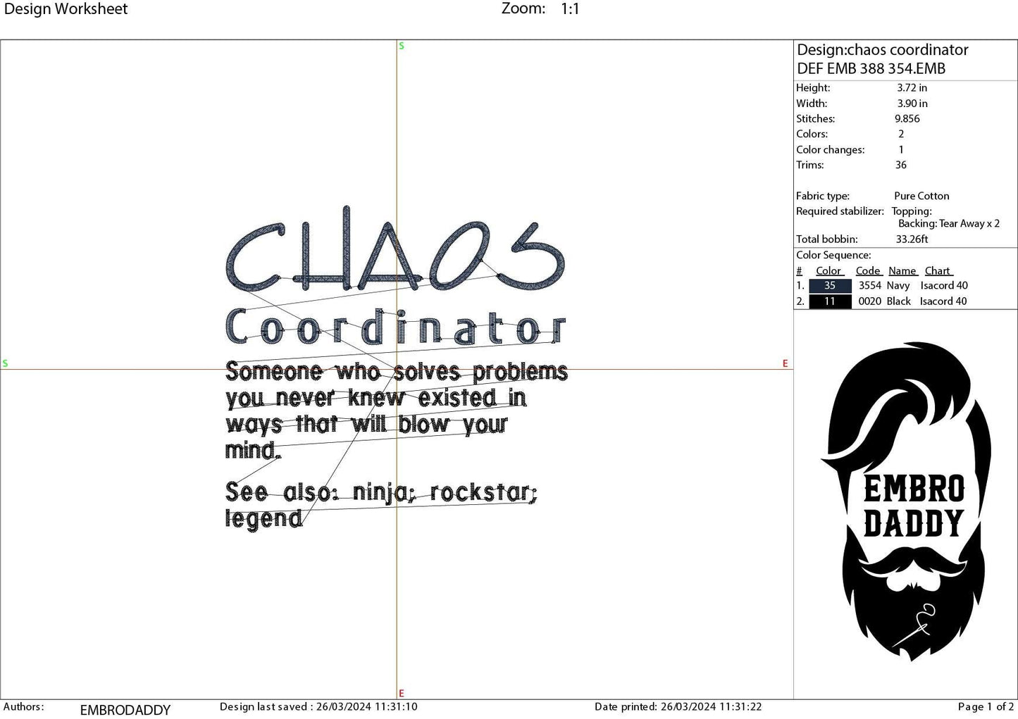 Machine Embroidery files, chaos coordinator, PES, DST, xxx, hus & more