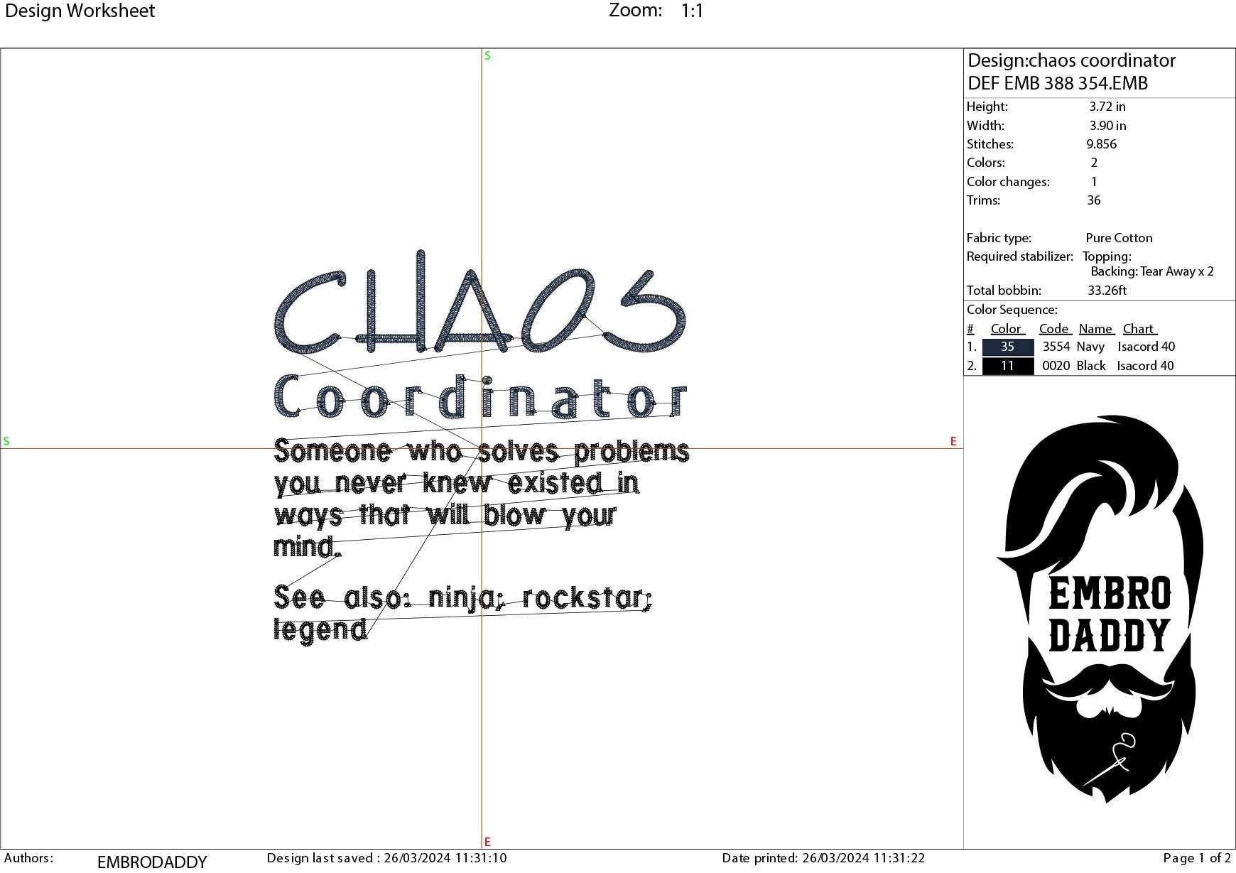 Machine Embroidery files, chaos coordinator, PES, DST, xxx, hus & more