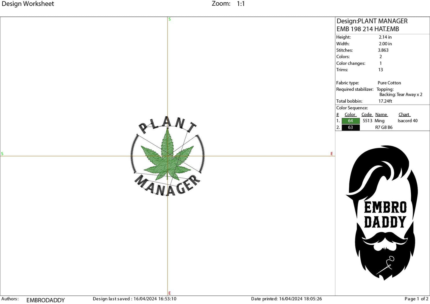 Machine Embroidery files digitized for hats, plant manager, embroidery files, bigfoot Design, PES, xxx hus & more