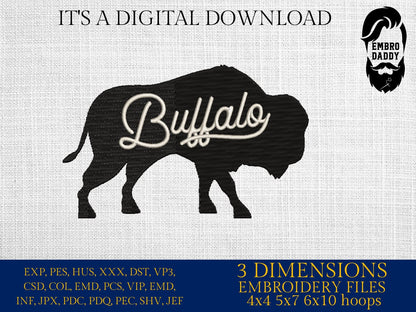 Machine Embroidery files, buffalo, football, PES, dst, xxx, hus & more