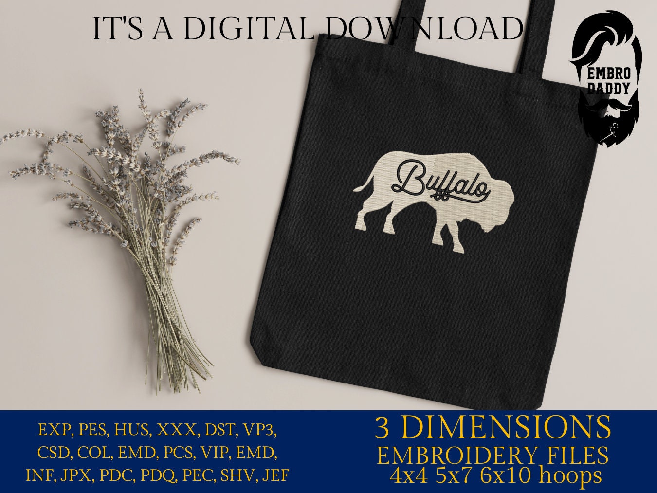 Machine Embroidery files, buffalo, football, PES, dst, xxx, hus & more