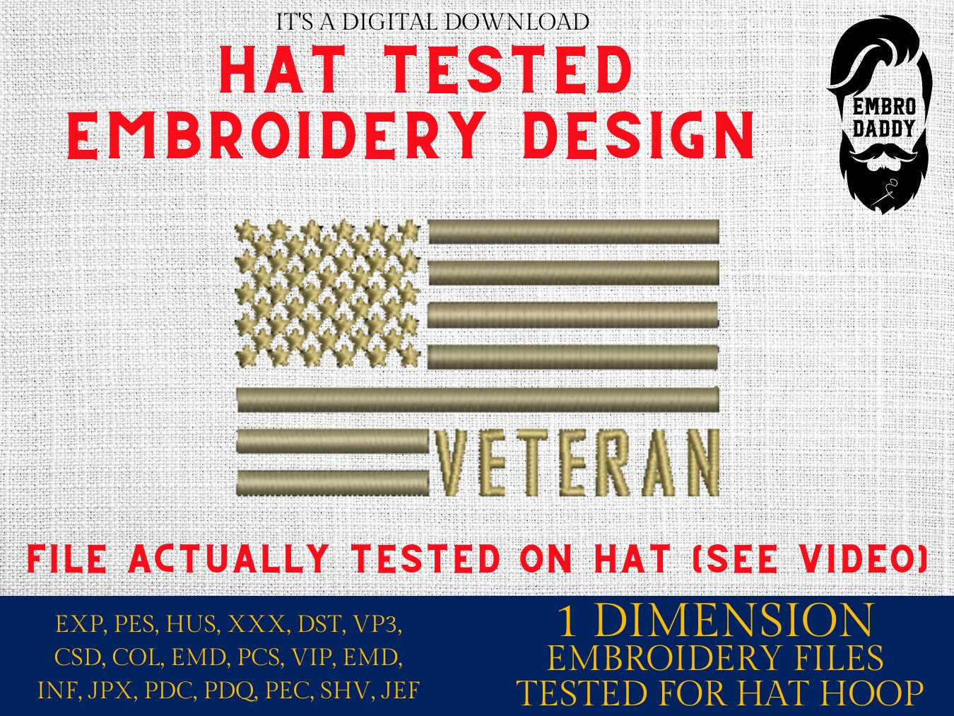 Machine Embroidery files, Usa flag Veteran, embroidery file digitize for hat, American Flag PES, xxx hus & more