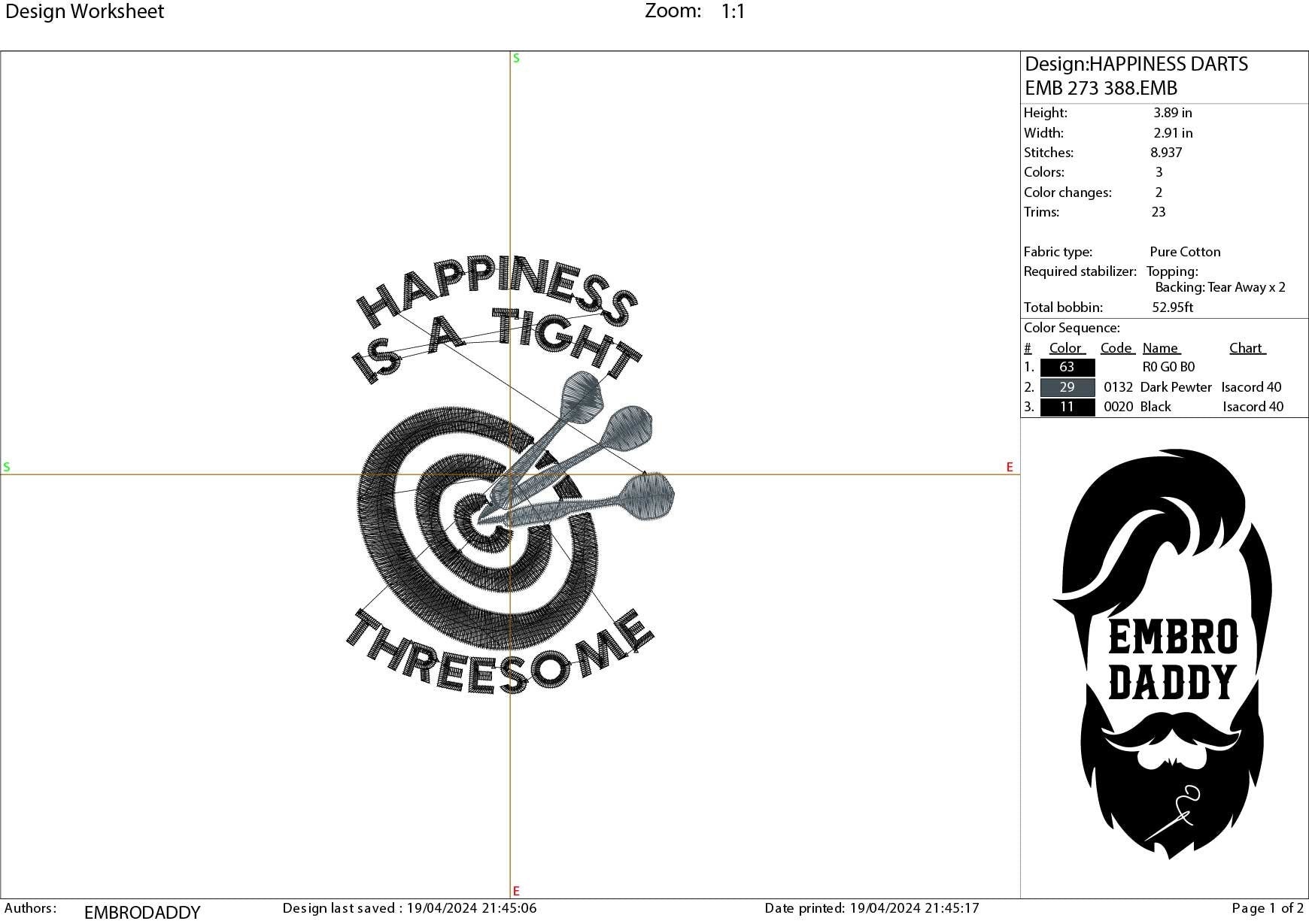 Machine Embroidery files, darts, happiness, funny, PES, DST, hus & more