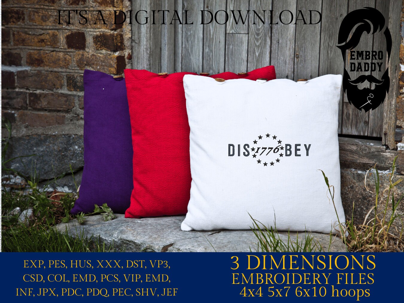 Machine Embroidery files, Disobey, 1776, Betsy ross, DST, PES, xxx hus & more,