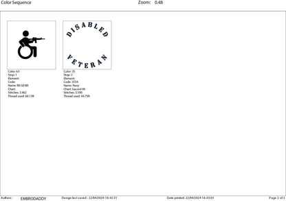 Machine Embroidery files, Disable veteran, PES, dst, xxx hus & more
