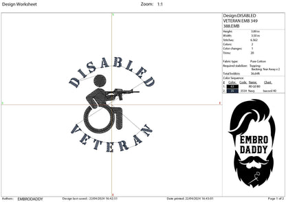 Machine Embroidery files, Disable veteran, PES, dst, xxx hus & more