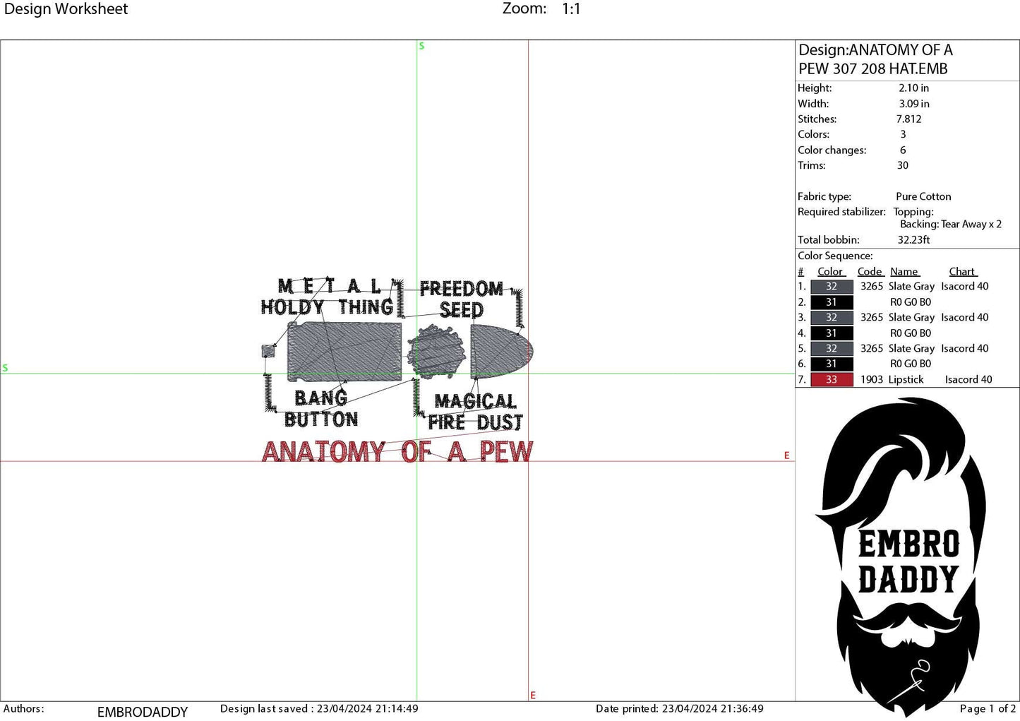 Machine Embroidery files digitized for hats, anatomy of a pew, embroidery files, PES, xxx hus & more