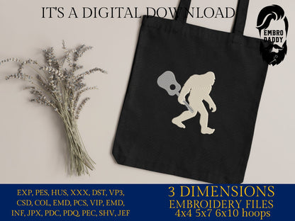 Machine Embroidery files, Bigfoot guitar, Bigfoot pes, Big Foot, Yeti, Sasquatch PES, xxx, hus & more