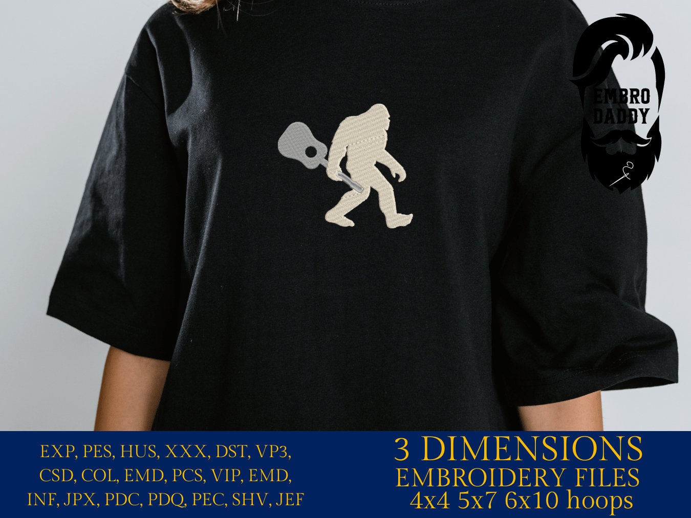 Machine Embroidery files, Bigfoot guitar, Bigfoot pes, Big Foot, Yeti, Sasquatch PES, xxx, hus & more