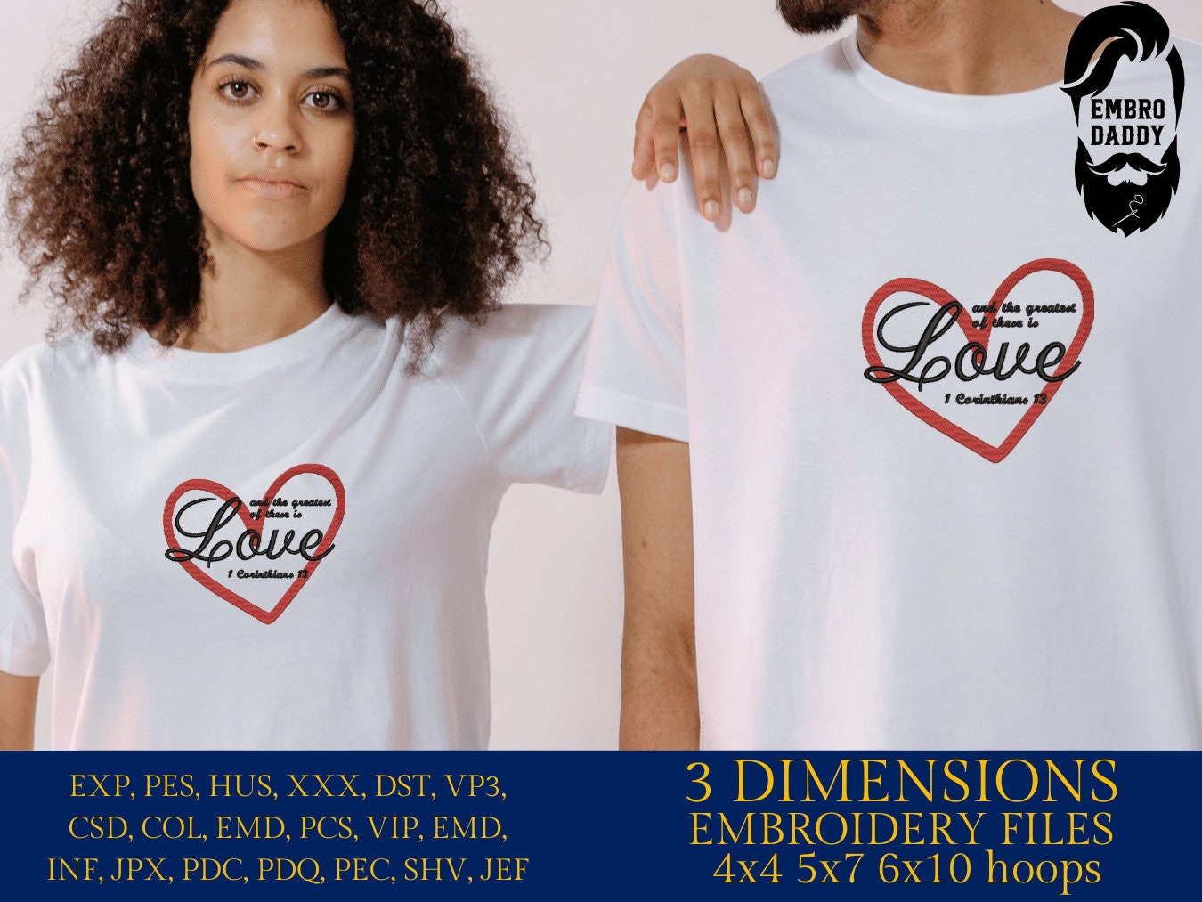 Machine Embroidery files, and the greatest of these is Love, Corinthians, PES, xxx, DST, hus & more
