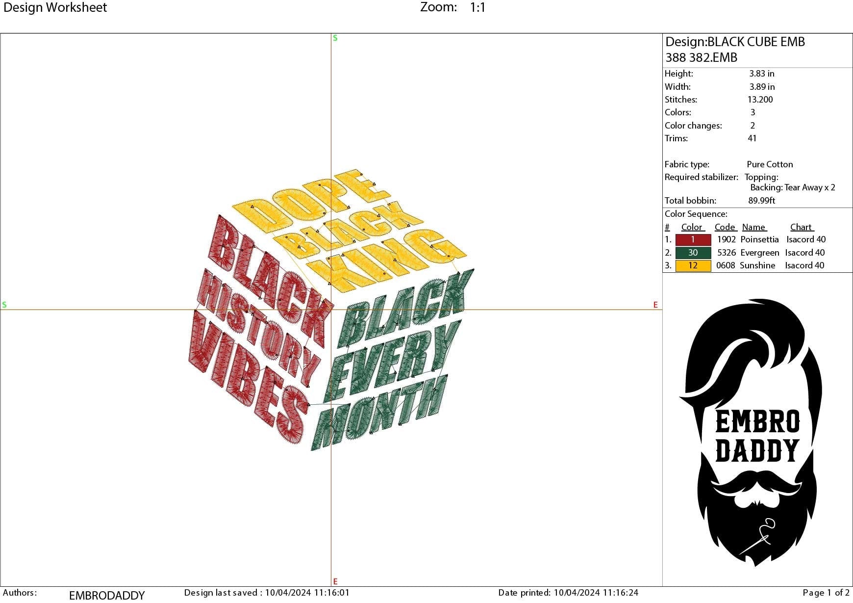 Machine Embroidery files, black every month, dope black king, black history vibes, PES, hus, dst, vp3 & more