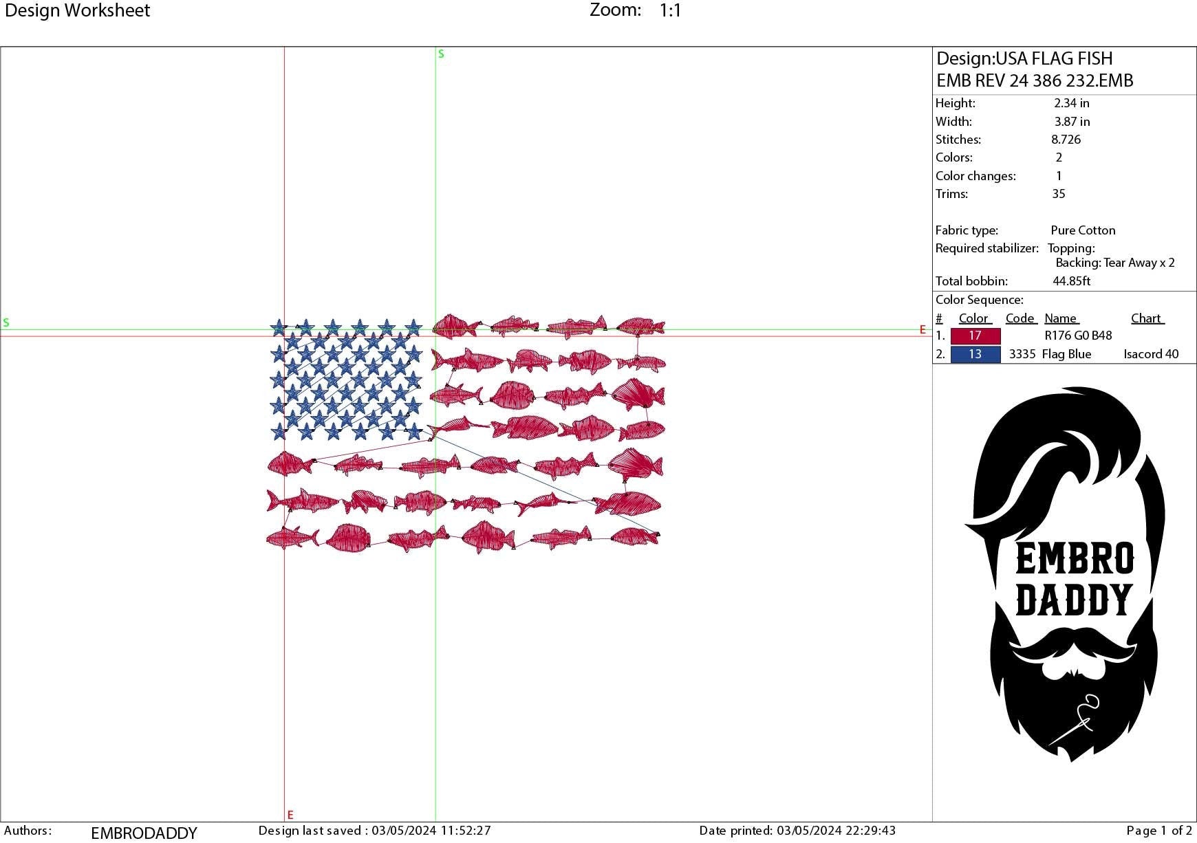 Machine Embroidery files, fish USA flag, American Flag, PES, DST, xxx, hus & more