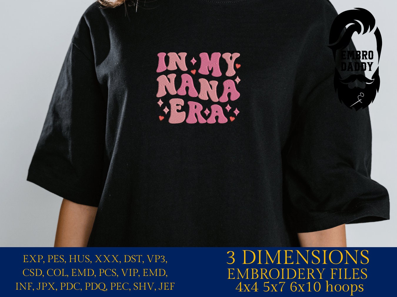 Machine Embroidery files, in my nana era, embroidery files, PES, xxx, hus & more, embroidery files