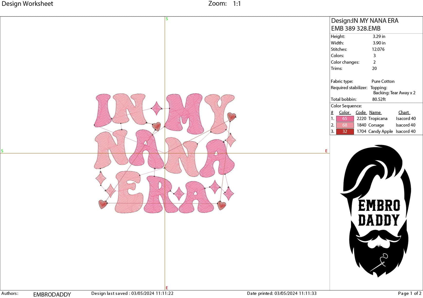 Machine Embroidery files, in my nana era, embroidery files, PES, xxx, hus & more, embroidery files