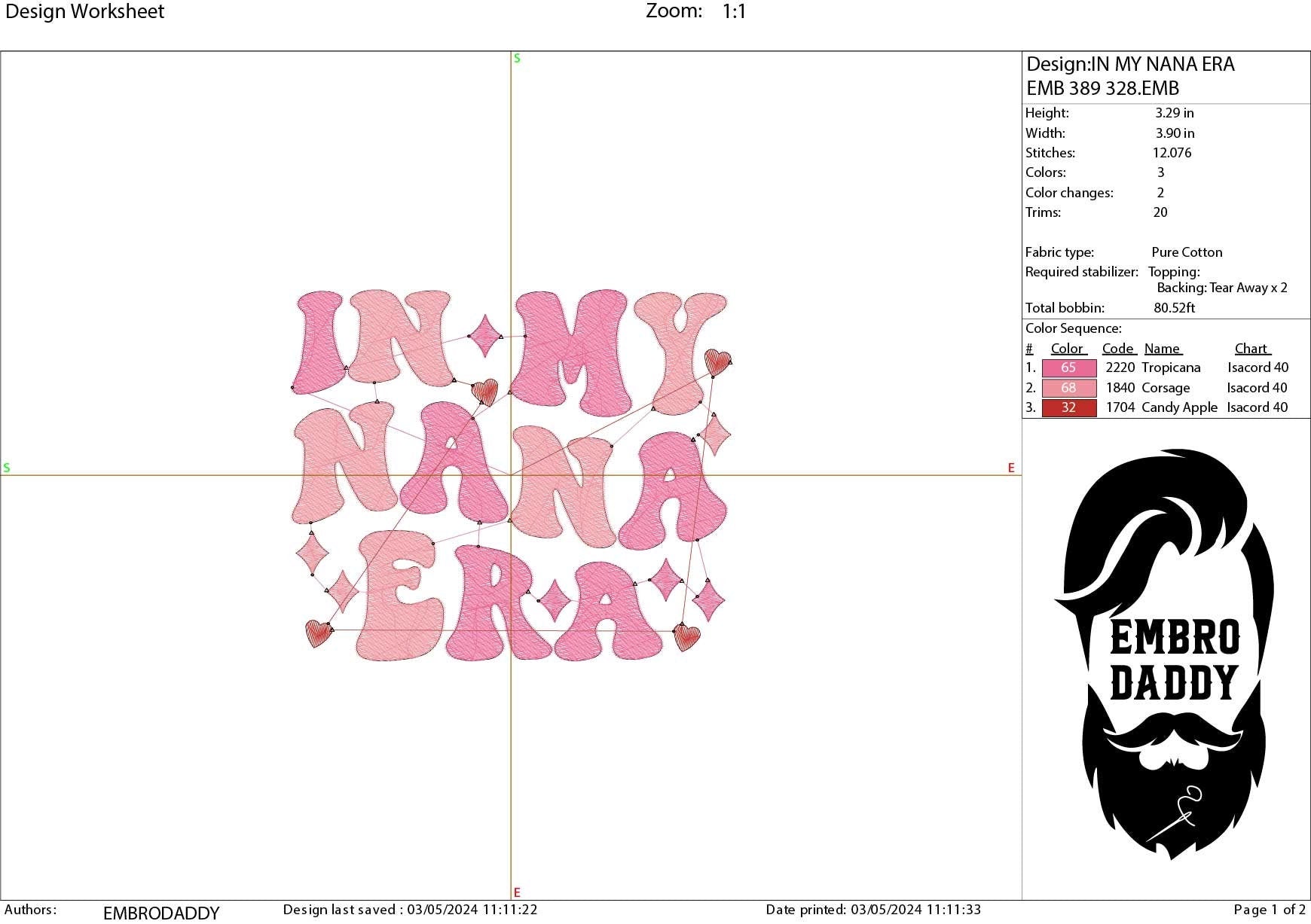 Machine Embroidery files, in my nana era, embroidery files, PES, xxx, hus & more, embroidery files