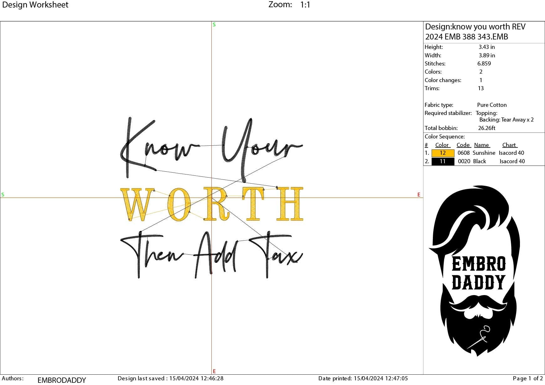 Machine Embroidery files, Know your worth then add tax, DST, PES, xxx, hus & more