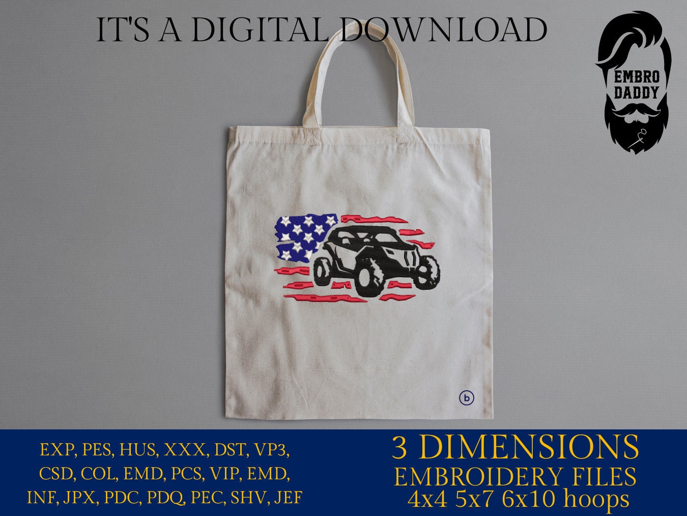 Machine Embroidery files, American Flag, offroad UTV, PES, dst, xxx hus & more