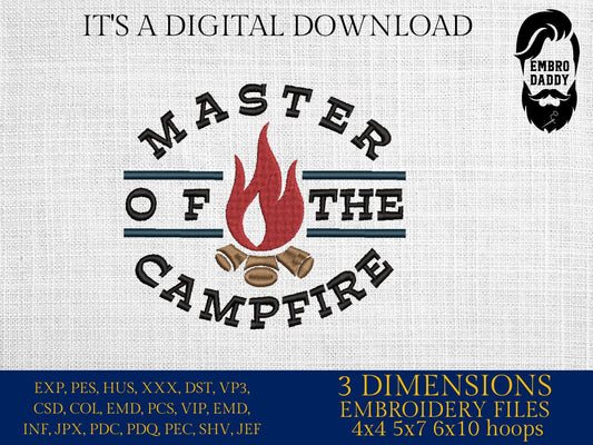 Machine Embroidery files, master of the campfire, DST, PES, xxx, hus & more