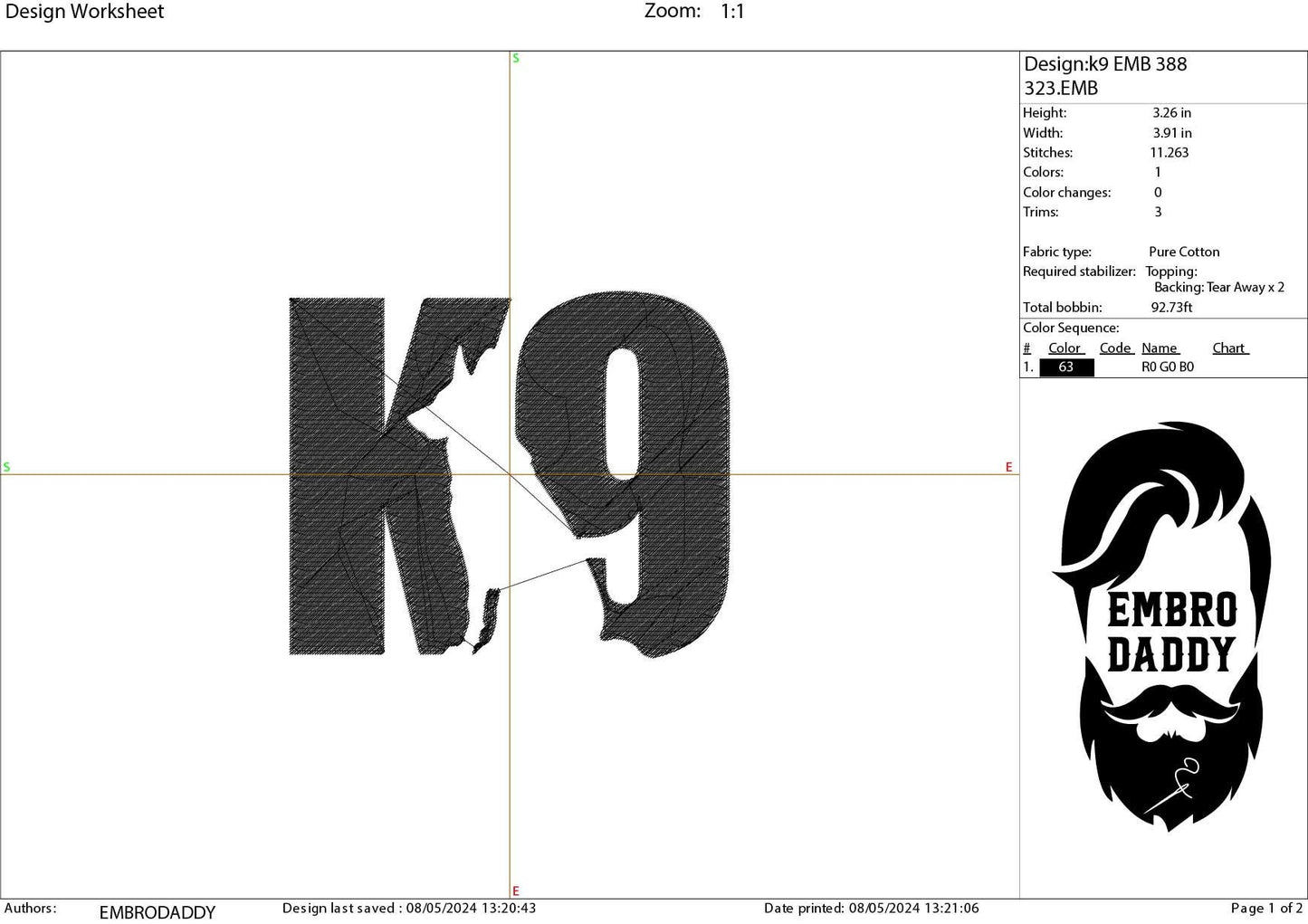 Machine Embroidery files, K9 Police Dog, dst PES, xxx, hus & more