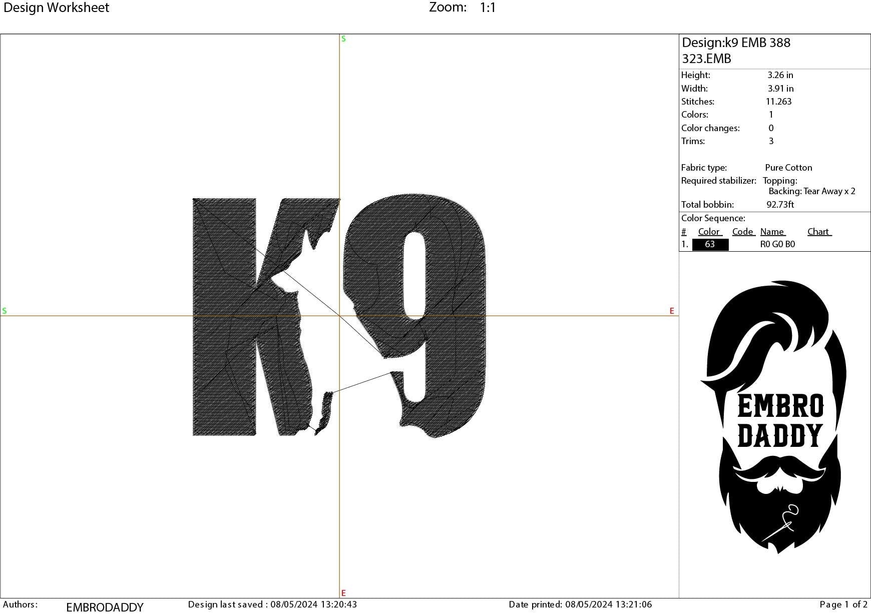 Machine Embroidery files, K9 Police Dog, dst PES, xxx, hus & more