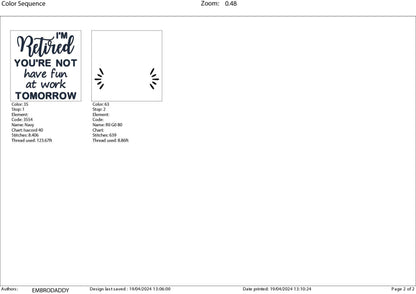 Machine Embroidery files, I'm retired, PES, DST, hus & more