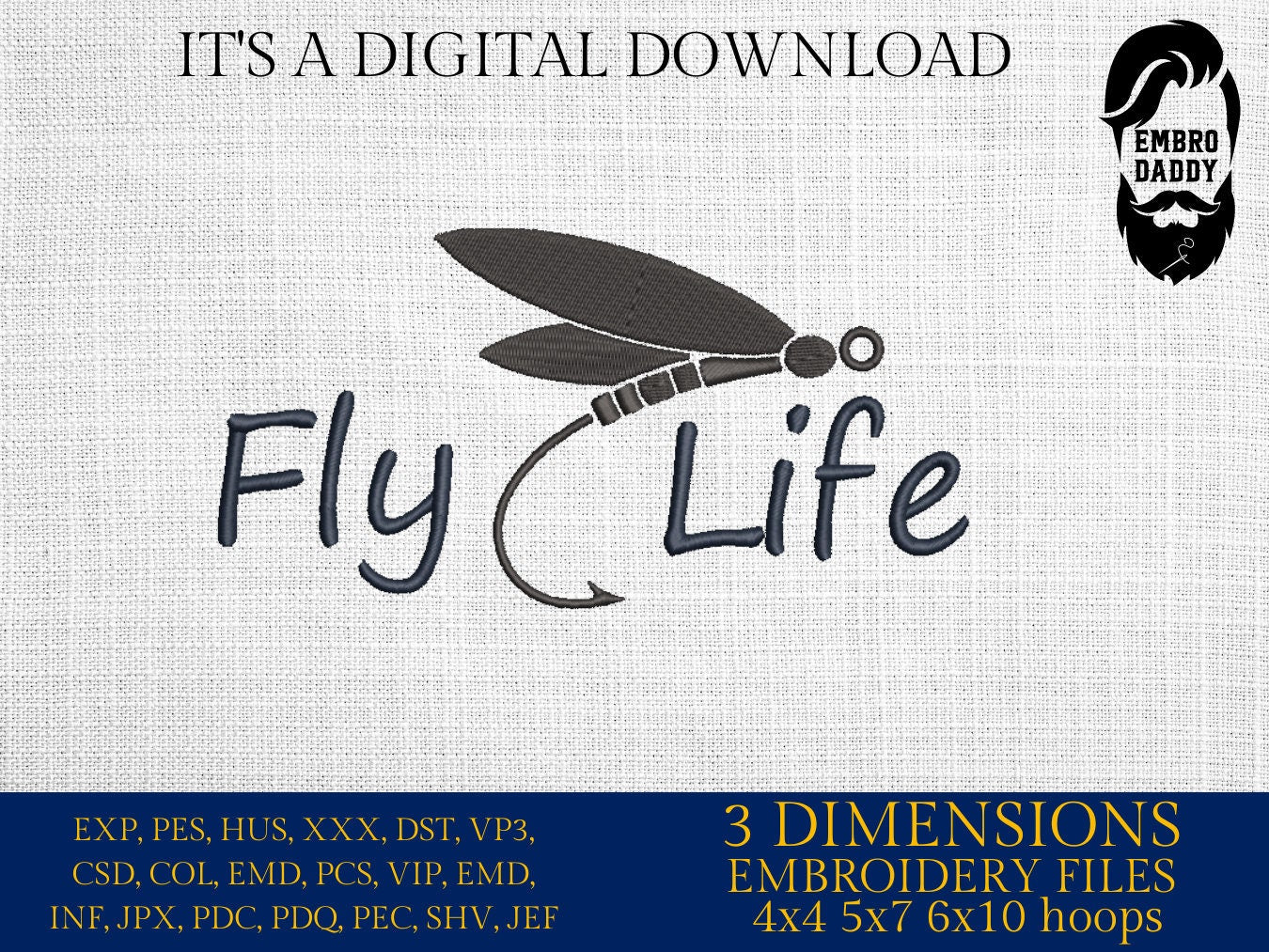 Machine Embroidery files, Fly Life, PES, DST, hus & more