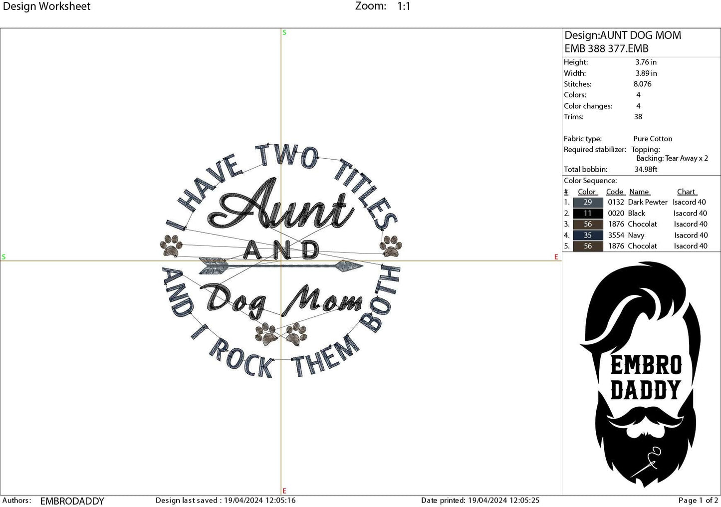 Machine Embroidery files, Aunt and Dog Mom, embroidery files, PES, xxx, hus & more, embroidery files