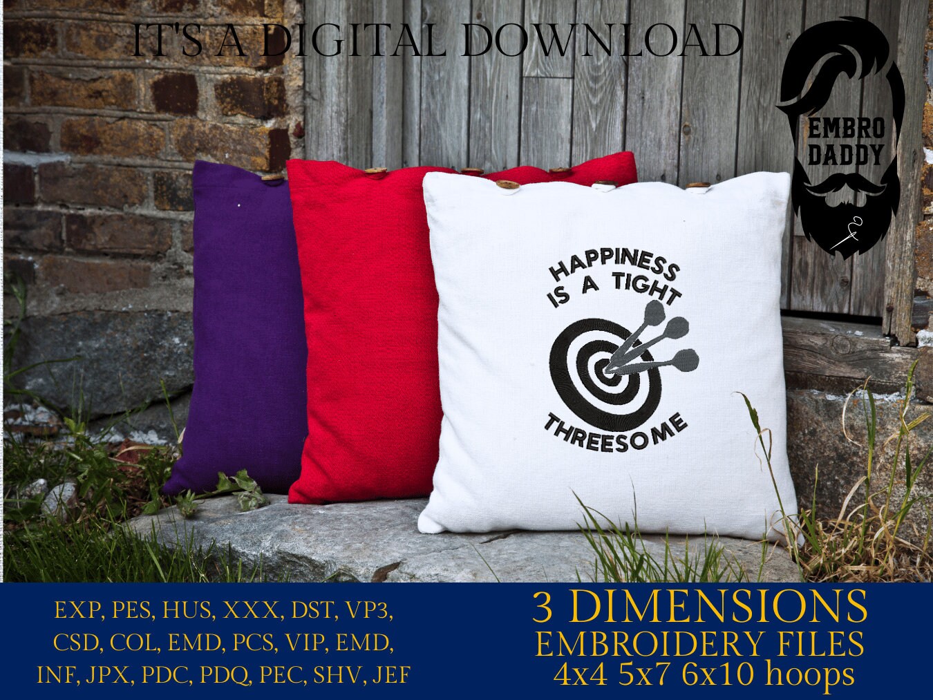 Machine Embroidery files, darts, happiness, funny, PES, DST, hus & more