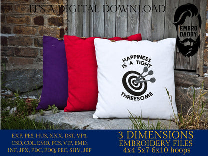 Machine Embroidery files, darts, happiness, funny, PES, DST, hus & more