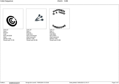 Machine Embroidery files, darts, happiness, funny, PES, DST, hus & more