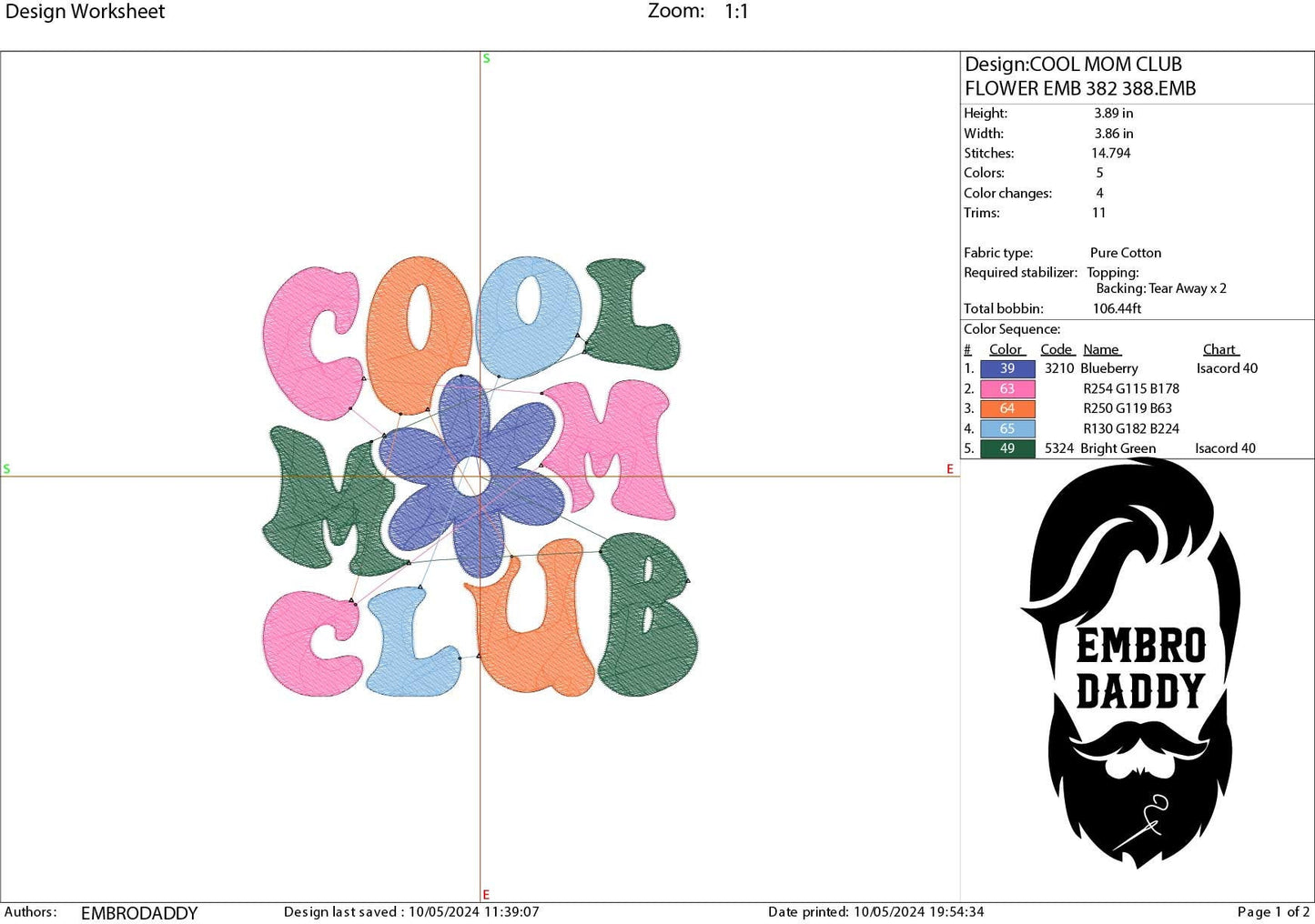 Machine Embroidery files, cool mom club , dst PES, xxx, hus & more