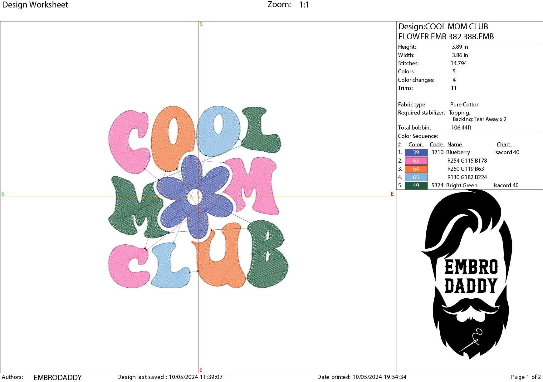 Machine Embroidery files, cool mom club , dst PES, xxx, hus & more