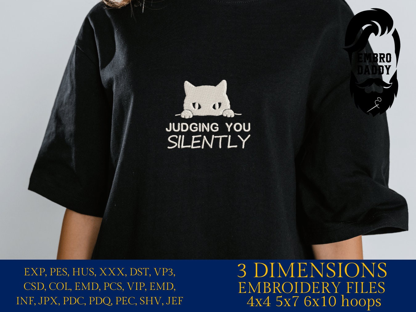 Machine Embroidery, Judging you silently embroidery files, Mom Cat Mom pes, Animal lover gift idea PES, xxx, hus & more, embroidery files