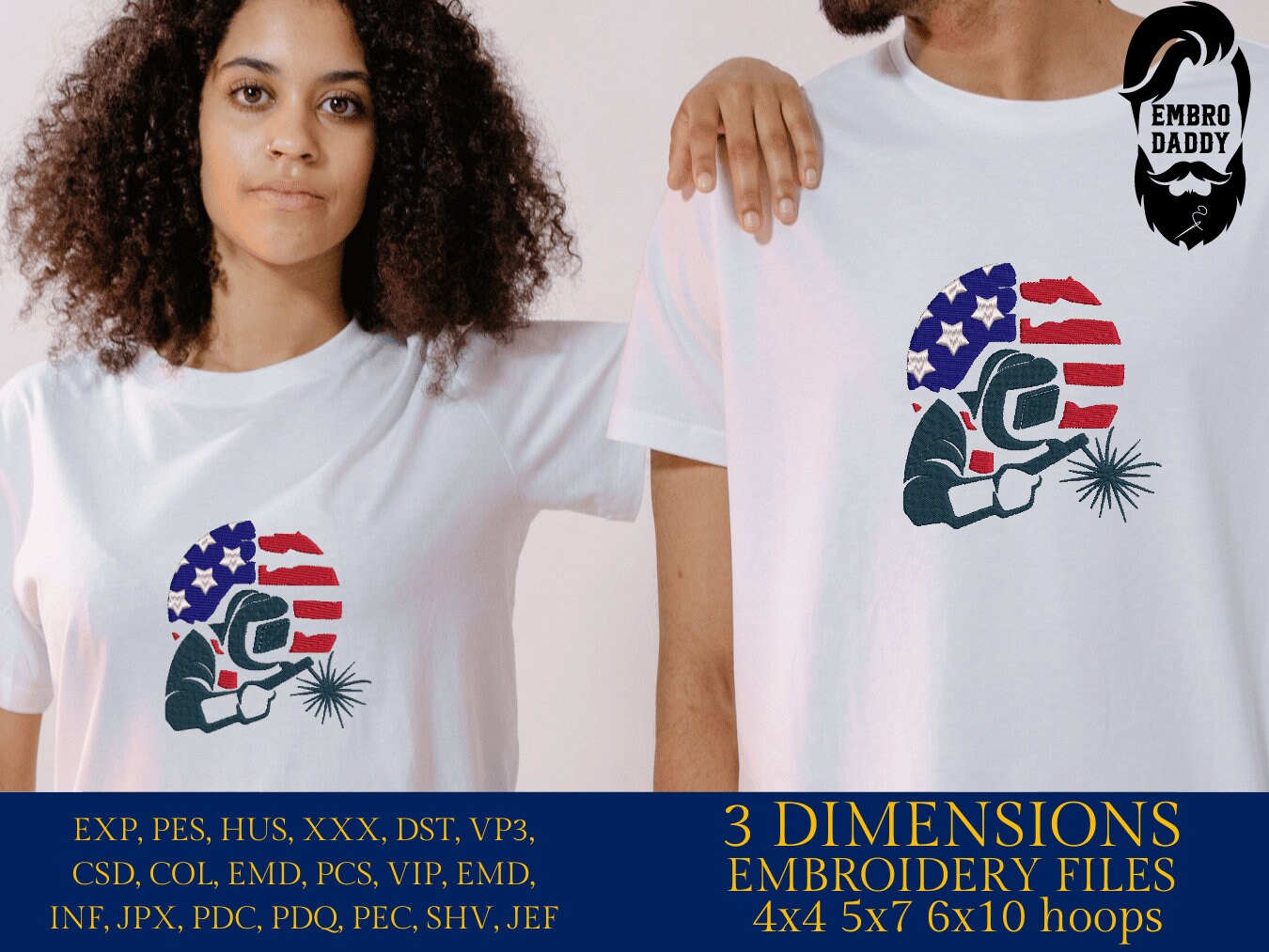Machine Embroidery files, USA flag, Welding, PES, DST, xxx, hus & more