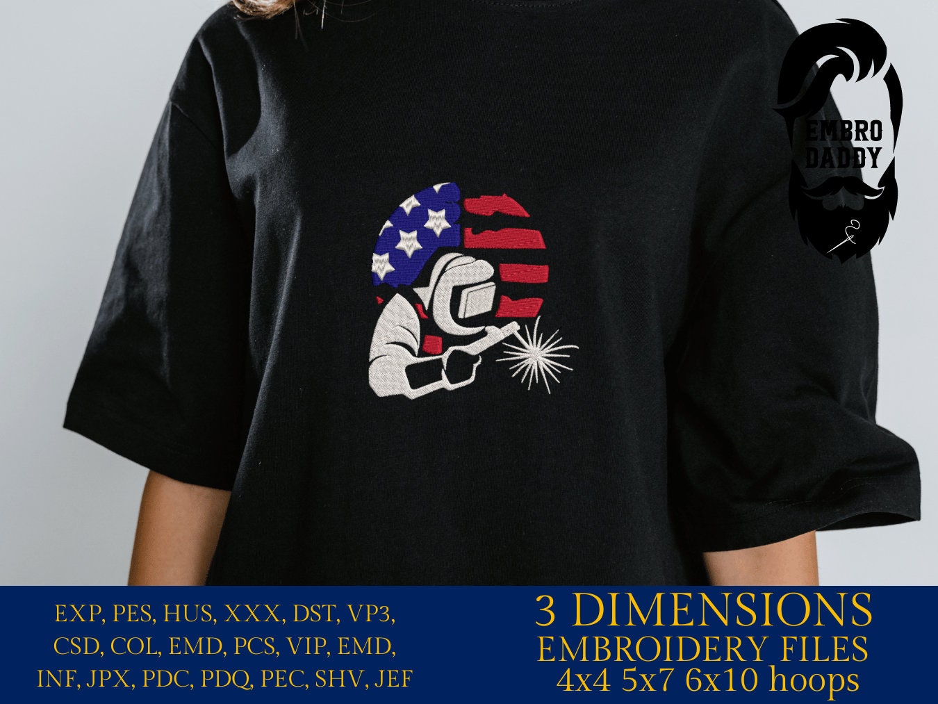 Machine Embroidery files, USA flag, Welding, PES, DST, xxx, hus & more