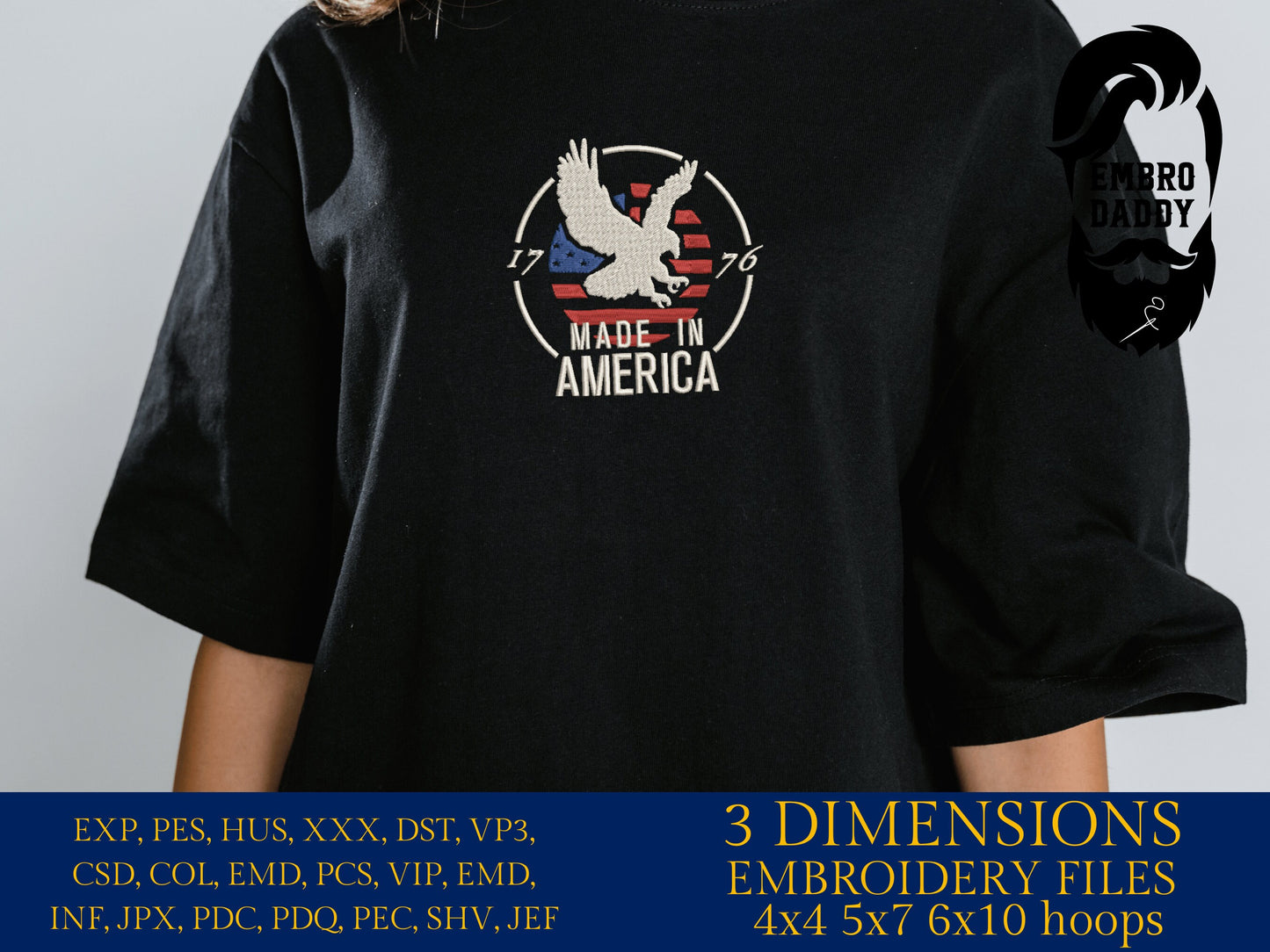 Machine Embroidery files, Made in America 1776, PES, xxx, hus & more, embroidery files
