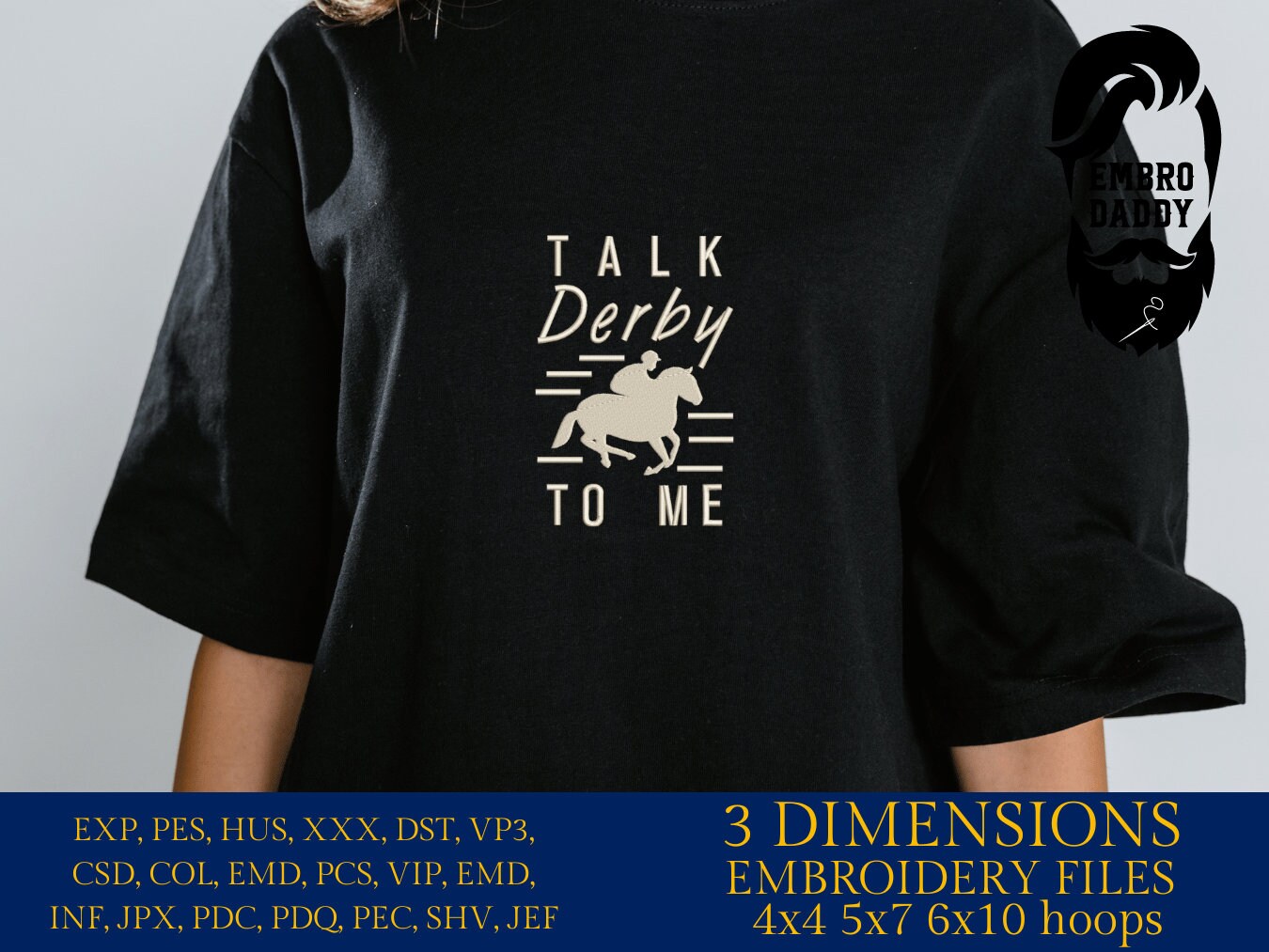 Machine Embroidery files, talk derby to me, PES, DST, hus & more